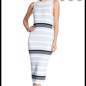 J.O.A blue striped sleeveless dress